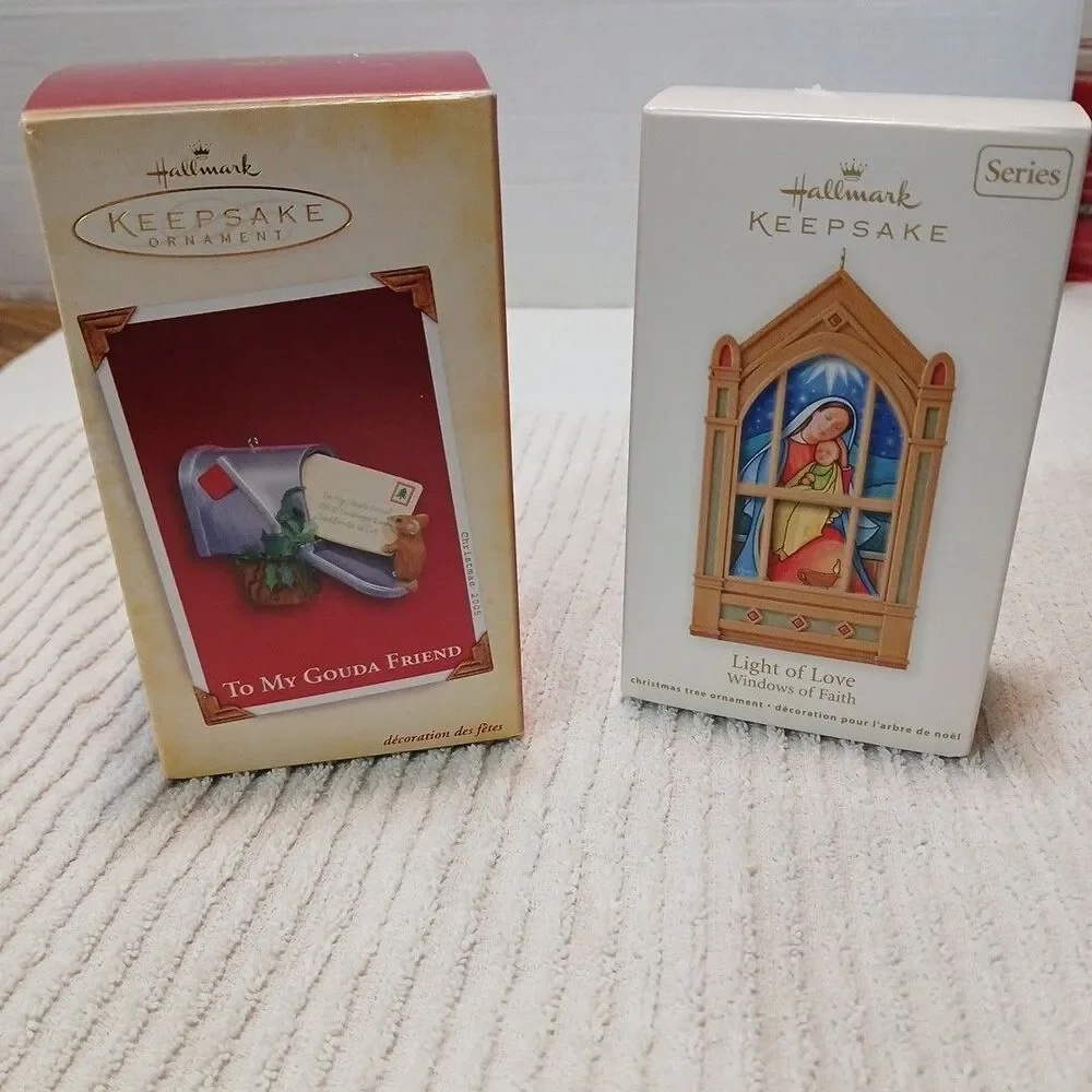 Lot Of 2 Vintage Hallmark Keepsake Ornaments To My GOUDA FRIEND/LIGHT OF LOVE